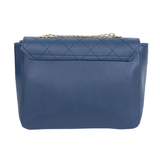 Gewatteerde schoudertas met kettingriem in marineblauw