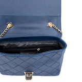 Gewatteerde schoudertas met kettingriem in marineblauw
