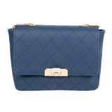 Gewatteerde schoudertas met kettingriem in marineblauw