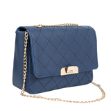 Gewatteerde schoudertas met kettingriem in marineblauw