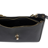 Compacte zwarte flap tas met draaisluiting