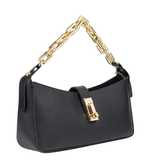 Compacte zwarte flap tas met draaisluiting